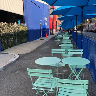 tables and umbrellas