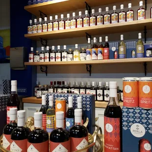 bottles of wine on shelves