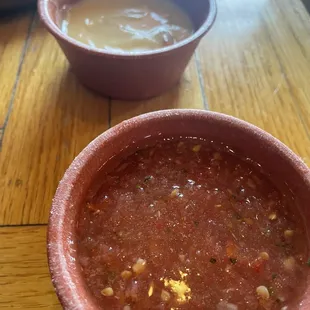 a bowl of soup and a bowl of soup