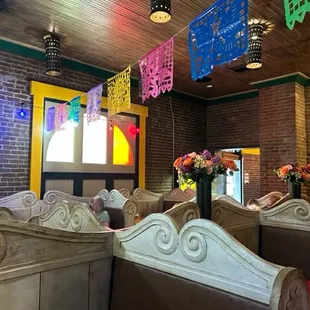 the interior of a mexican restaurant