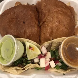 #22 to go torta and 2 tacos