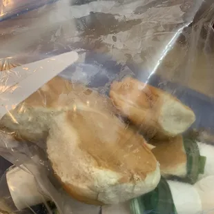 Bread in a ziplock bag with condiments