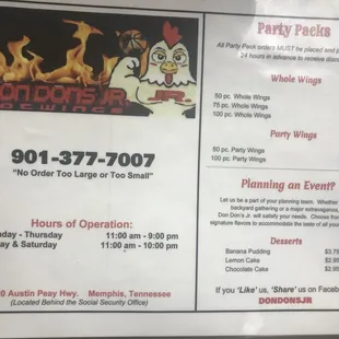 the menu