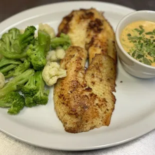 Grilled Tilapia with shrimp soup.