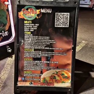 Menu. Well priced.