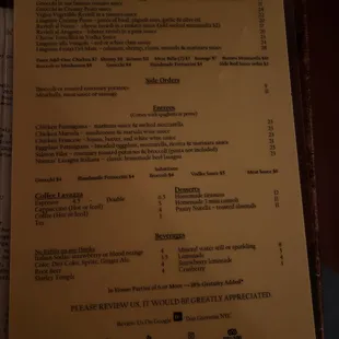 menu