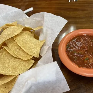 Complimentary chips and salsa. Loved the Chips and homemade salsa !