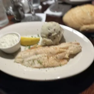 Broiled cod with red skinned mashed potatoes