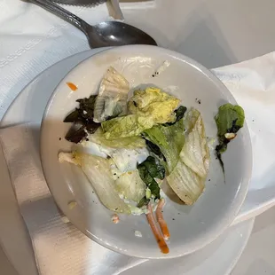 Slimy lettuce picked out of my salad.