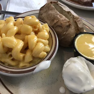 Mac and cheese with baked potato side