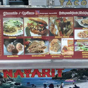 the menu for the restaurant