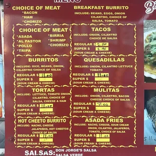 the menu