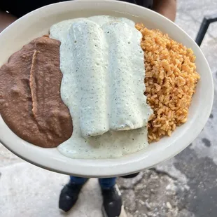 cilantro enchiladas it is Something different one of the specialty sauce  for better taste