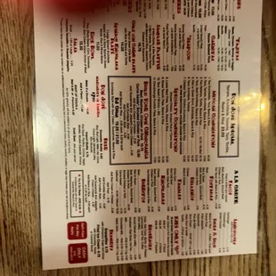 a menu on a table