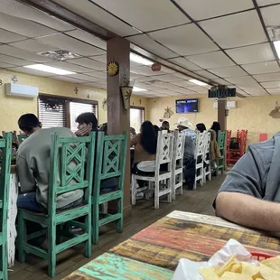 Our view from table; two large groups having lunch