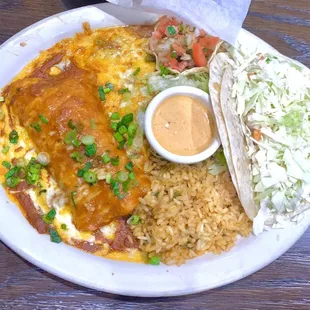 Shrimp Taco and Chicken Enchilada