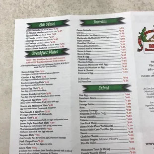 the menu