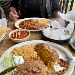 Travis Chimichanga and Carne Guisada