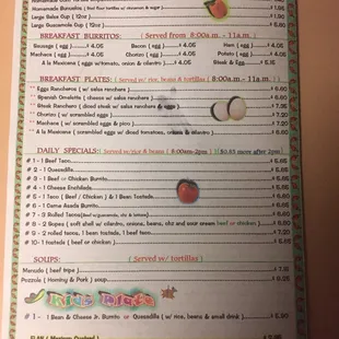 menu