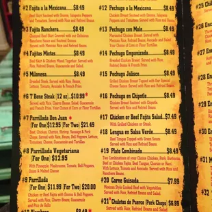 a menu for a mexican restaurant