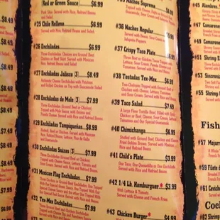 sushi and sashimi, menu