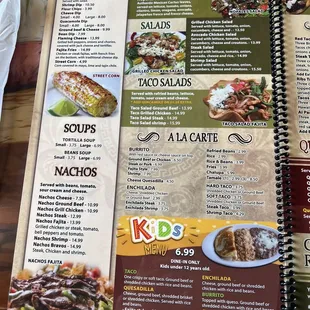 a menu for a mexican restaurant