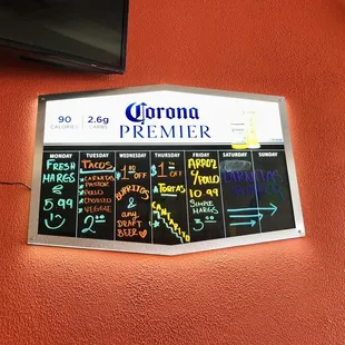 Specials menu