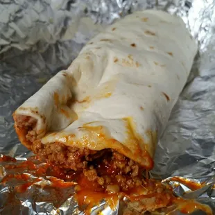 Combination burrito, with red chile!
