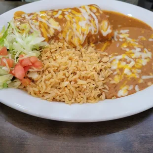 Green chili burrito with red sauce