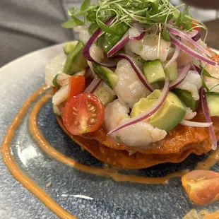 Shrimp Tostada ceviche