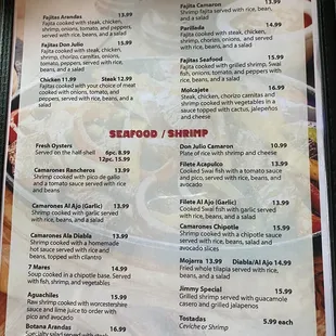 a menu for a mexican restaurant