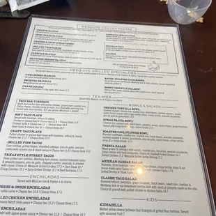 menu