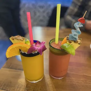 Mango and Strawberry Frozen Margaritas. 16oz. So cute and strong!