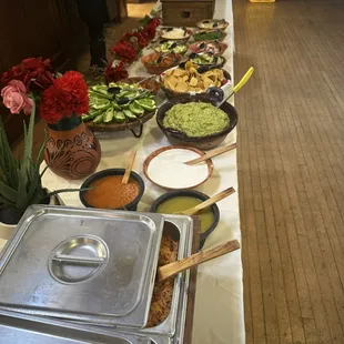 Taco buffet style set up for retirement party in Fremont