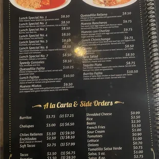 Huge menu selection