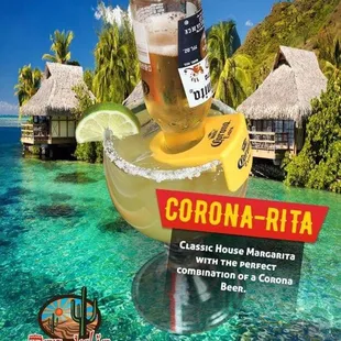 a glass of beer on a floater in the water