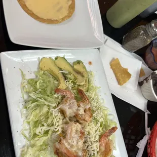Shrimp Salad and Queso Toastada