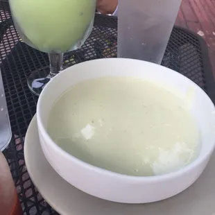 Large cheese dip and small margarita