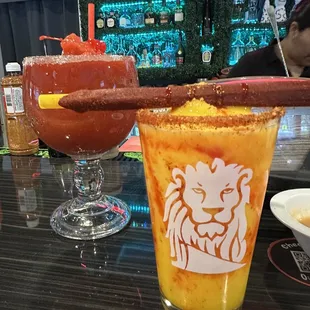 Strawberry and mango margaritas