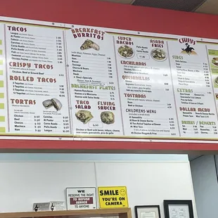The menu as of 9/7/23