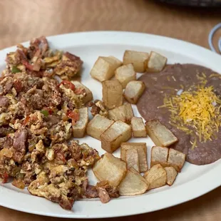 Chorizo with eggs and mixed vegetables