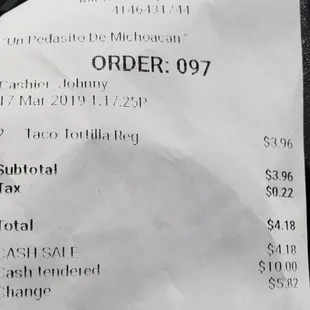 That's a bargain for two meaty tacos, I wanted more but if you get there late it sells out completely before they close.