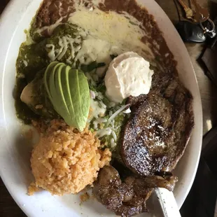 Steak and chicken enchilada