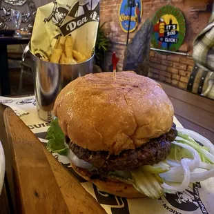 Bbq burger and fries