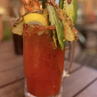 Michelada and a shot of Patron