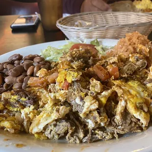 Machaca with beans and rice