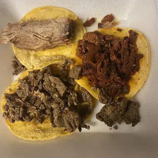 Street tacos ( carnitas, pastor, and asada )