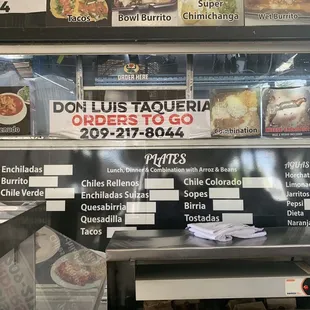 Menu and side of truck