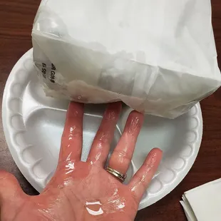 Bottom of bag full of oil