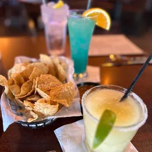 Frozen margarita, and a blue caracao margarita.